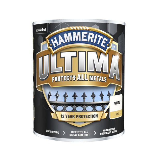 Hammerite Ultima smooth white metal paint 750ml