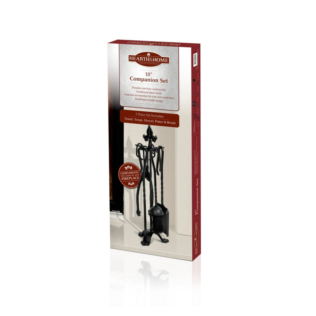 Hearth and Home black cast iron 5 piece companion set 18 inch, view 2