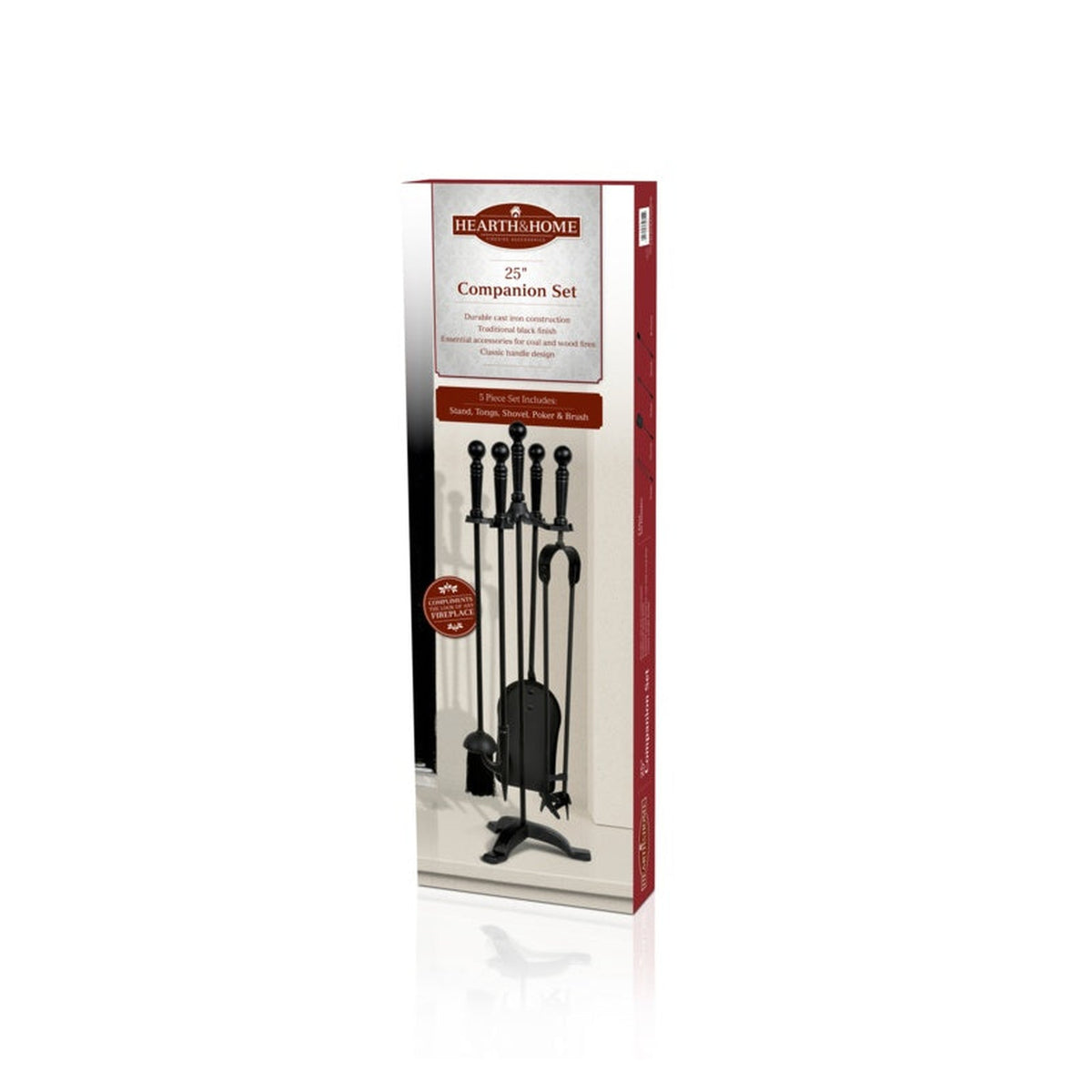 Hearth and Home all black 5 piece companion set, view 2