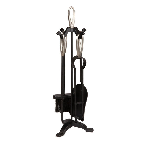 Hearth and Home black 5 piece companion set with pewter handles