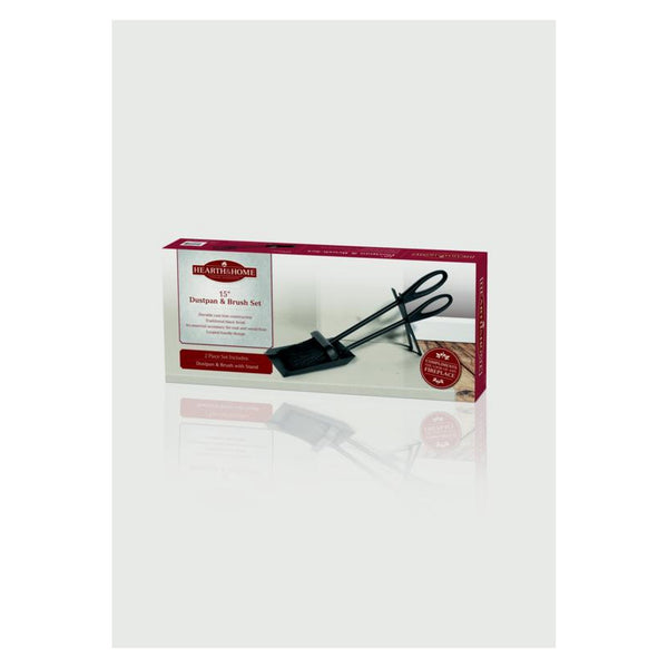 Hearth and Home black cast iron fireside dustpan and brush set