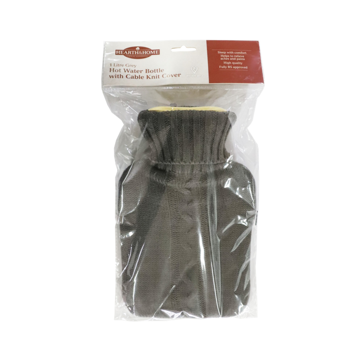 Hearth & Home grey knit hot water bottle 1L