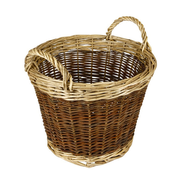 Hearth & Home two tone log basket with wooden handles
