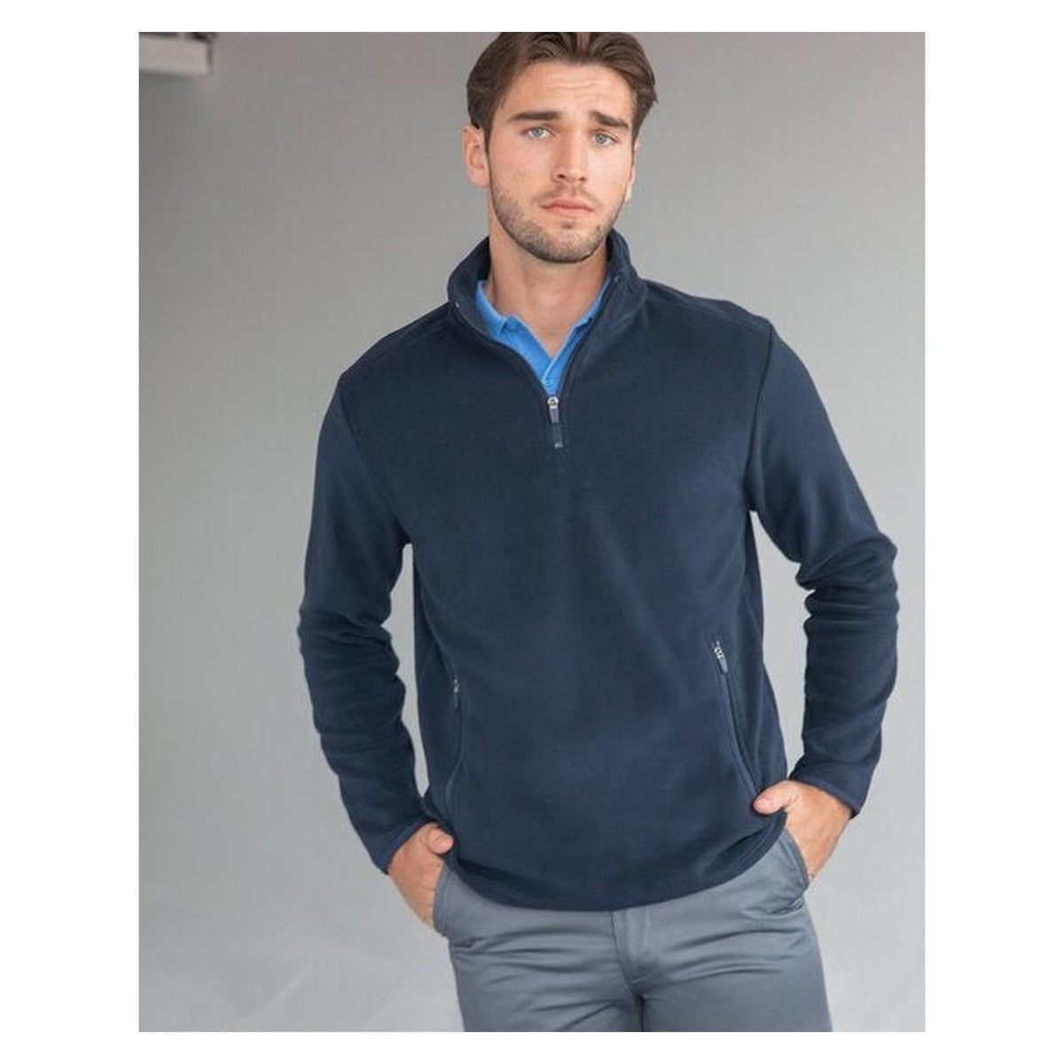 Henbury Black 1/4 Microfleece - Size Medium