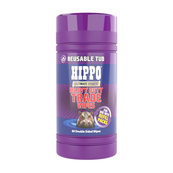 Hippo heavy duty trade wipes reusable tub of 80