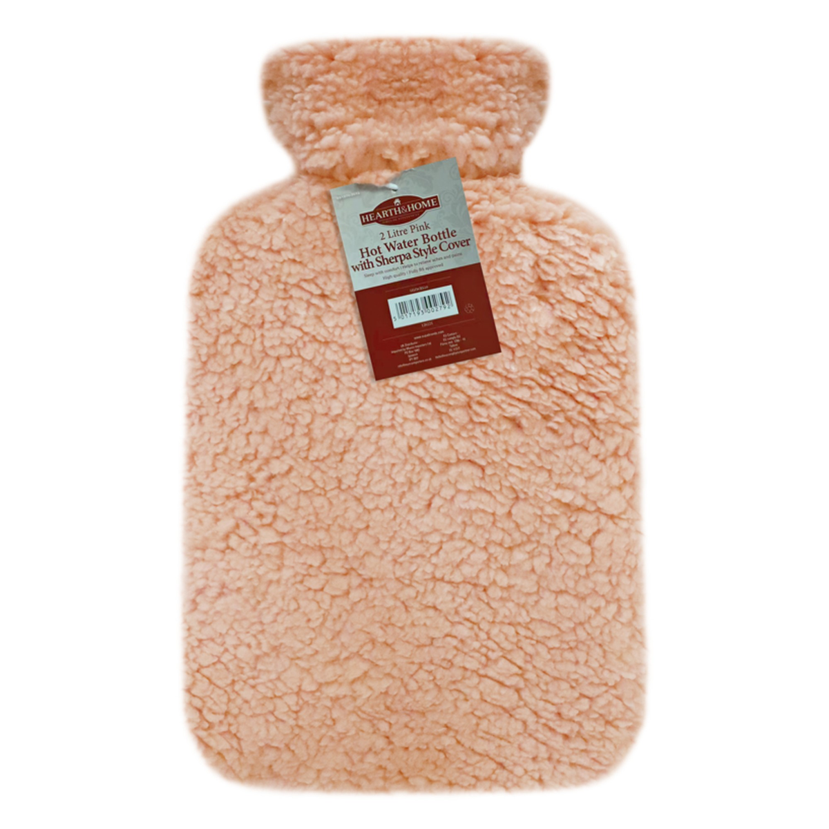 Hot Water Bottle With Sherpa Style Cover 2L - Pink