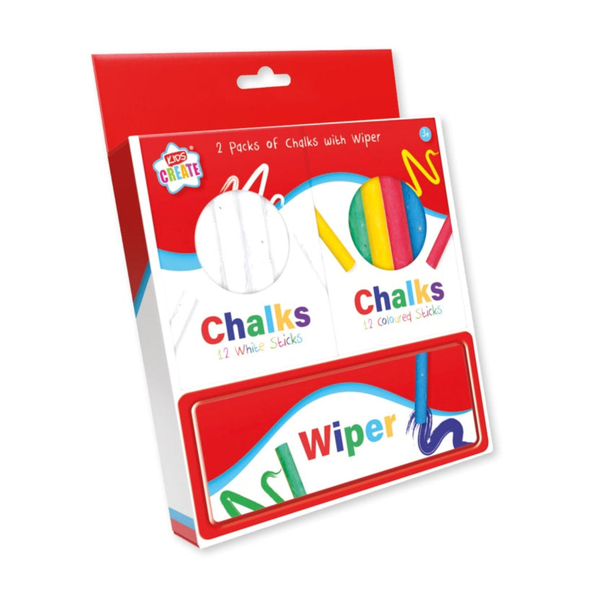 I G Design chalks and wiper set, 12 white and 12 colours
