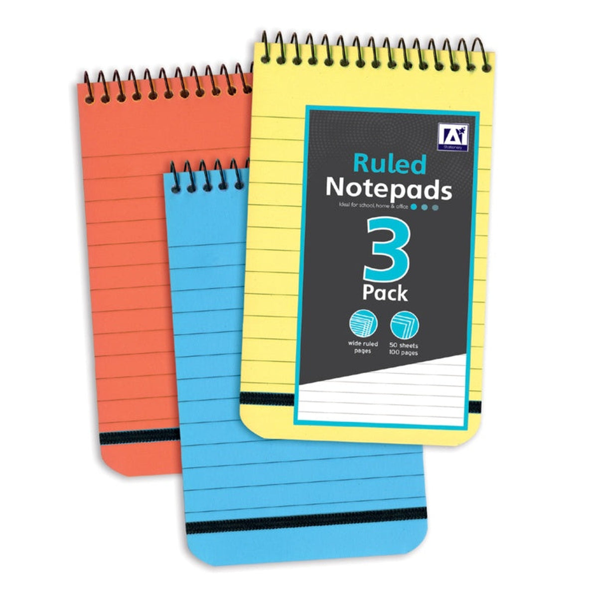 I G Design ruled notepads, 3 pack