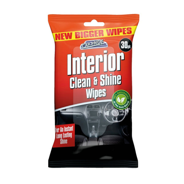 Interior Biodegradable Clean & Shine Wipes - Pack 30