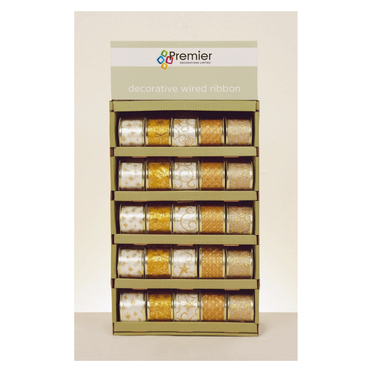 Ivory Gold Merry Christmas Ribbon Collection - 270x6