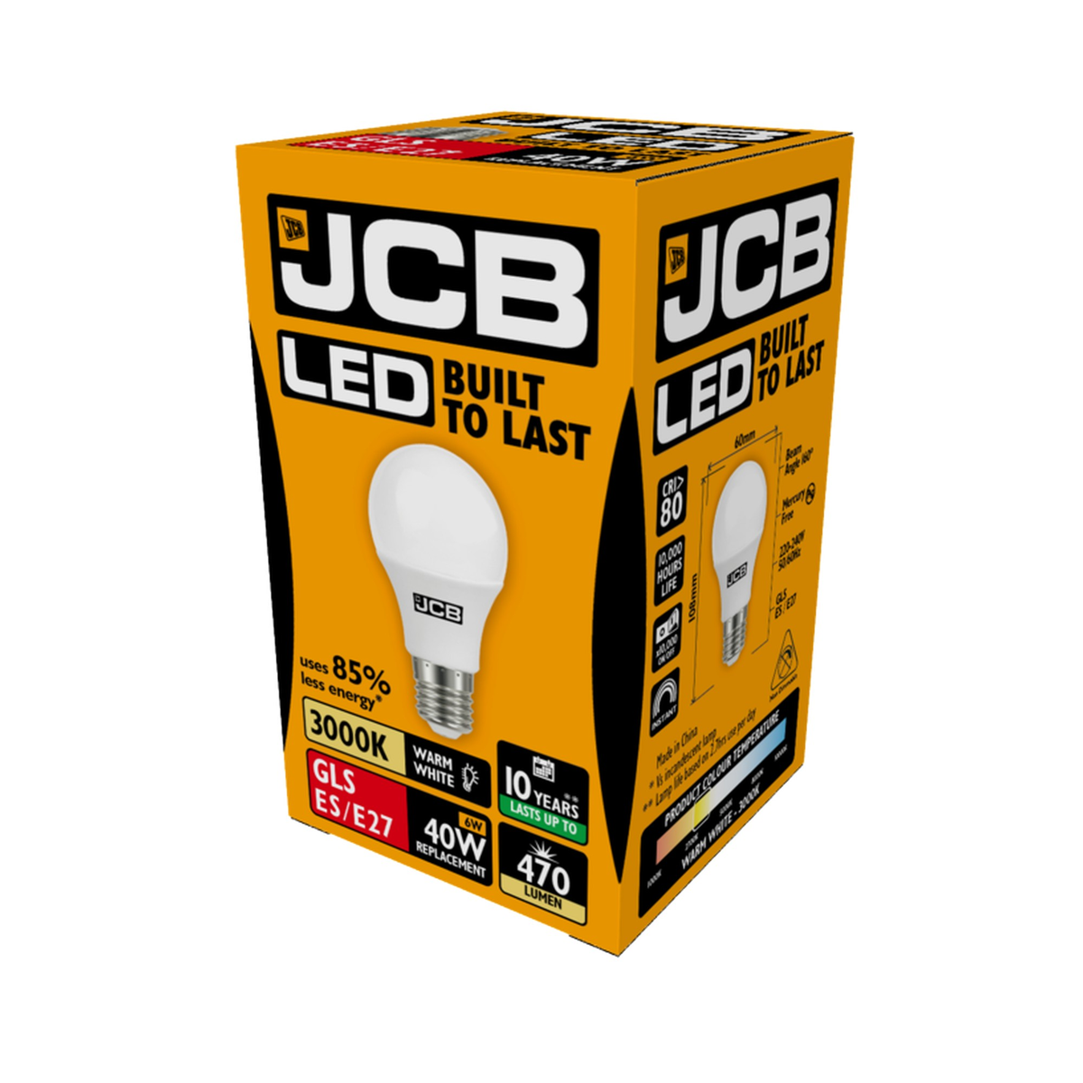 JCB LED A60 opal 470 lumen E27 warm white bulb