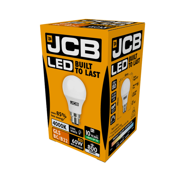 JCB LED A70 B22 10W cool white bulb