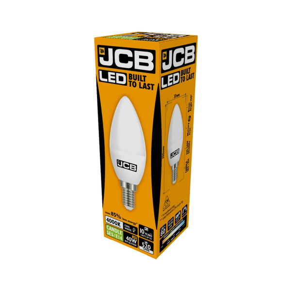 JCB LED C37 6W E14 opal cool white bulb