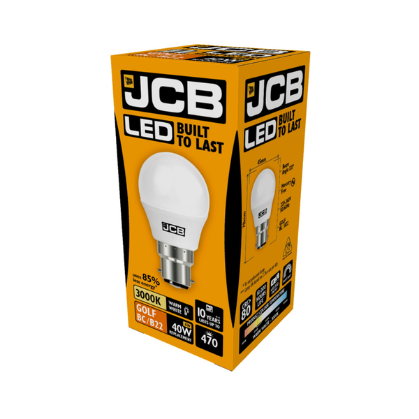 JCB LED golf ball B22 opal warm white bulb