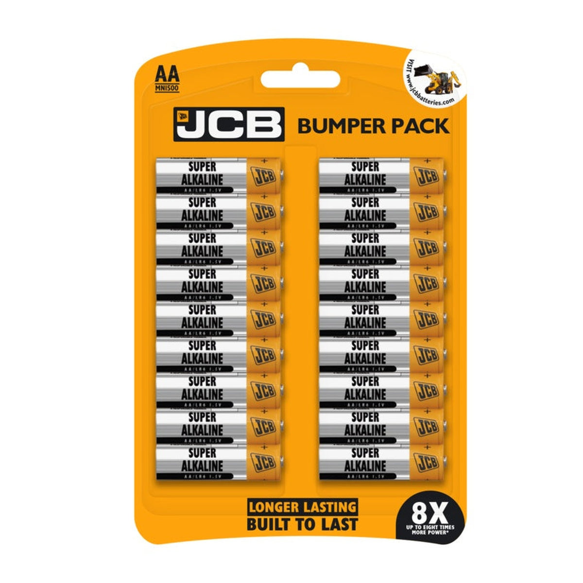 JCB Super Alkaline AA LR6 batteries pack of 18