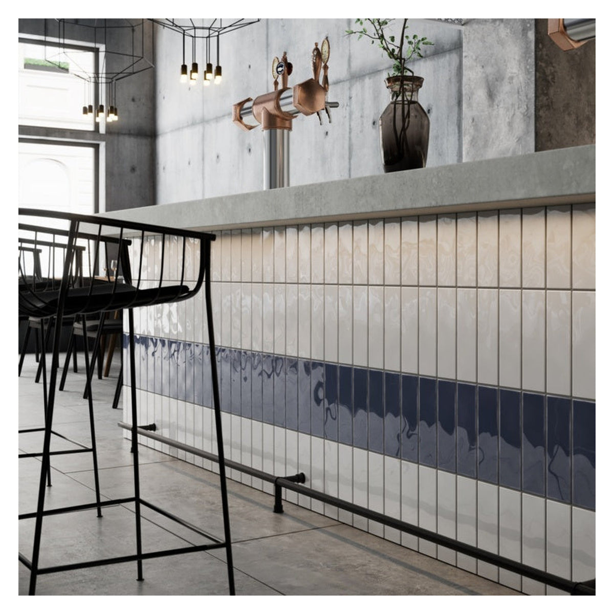 Johnson Tiles 1901 Malkin White slim brick wall tile 245 x 75mm, view 3