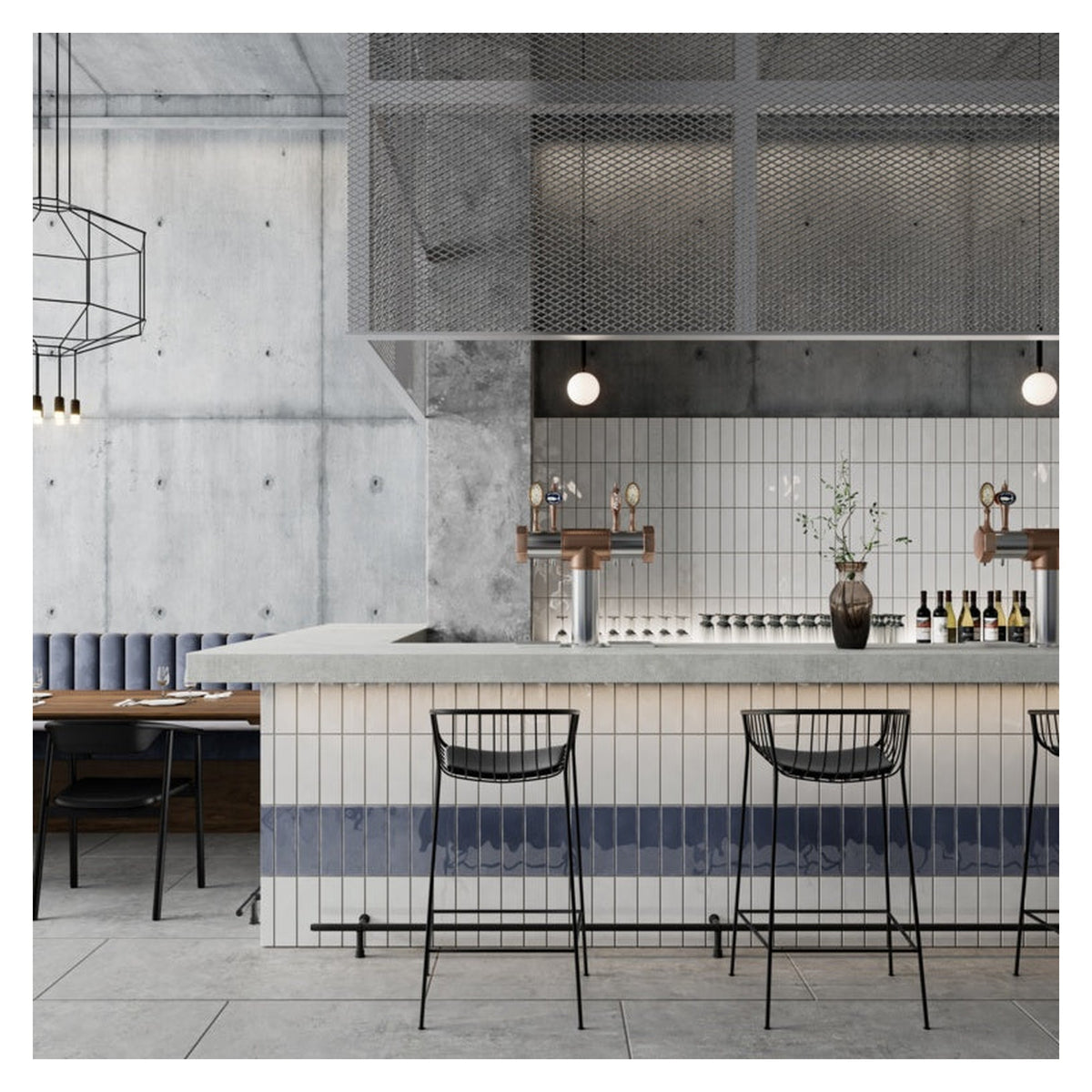 Johnson Tiles 1901 Trent Grey slim brick wall tile 245 x 75mm, view 2