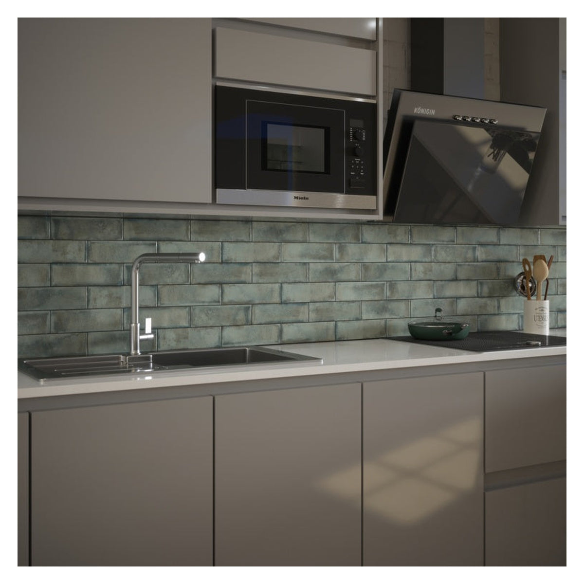 Johnson Tiles Melrose Moss gloss wall tile 245 x 75mm, view 5