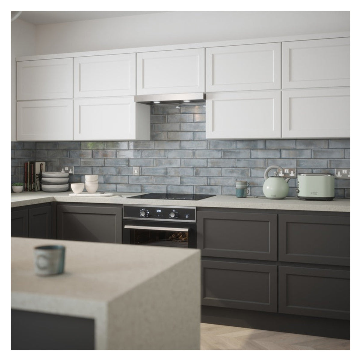 Johnson Tiles Melrose Pewter gloss wall tile 245 x 75mm, view 4