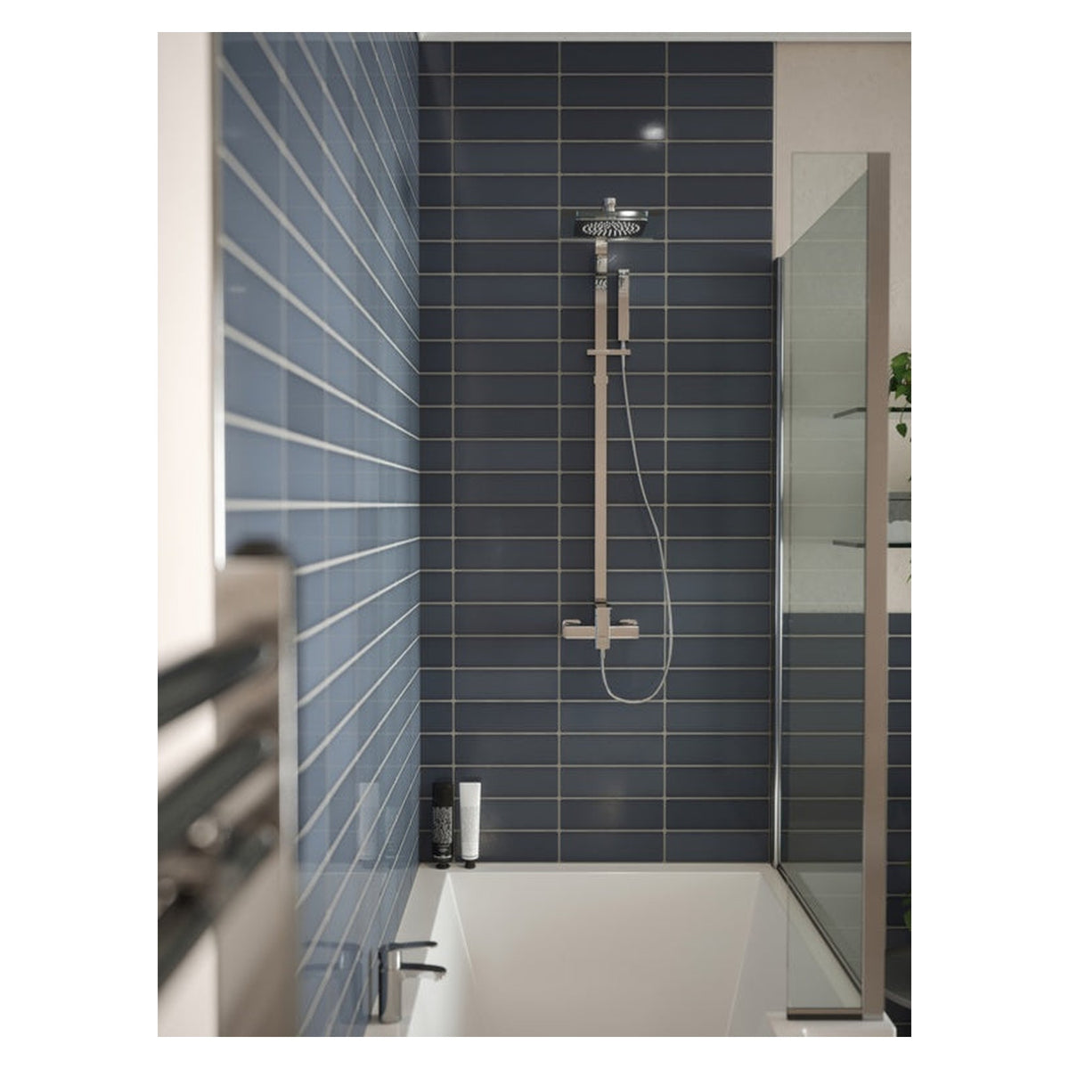 Johnson Tiles South Bank Dusk gloss wall tile, 245 x 75mm, view 2