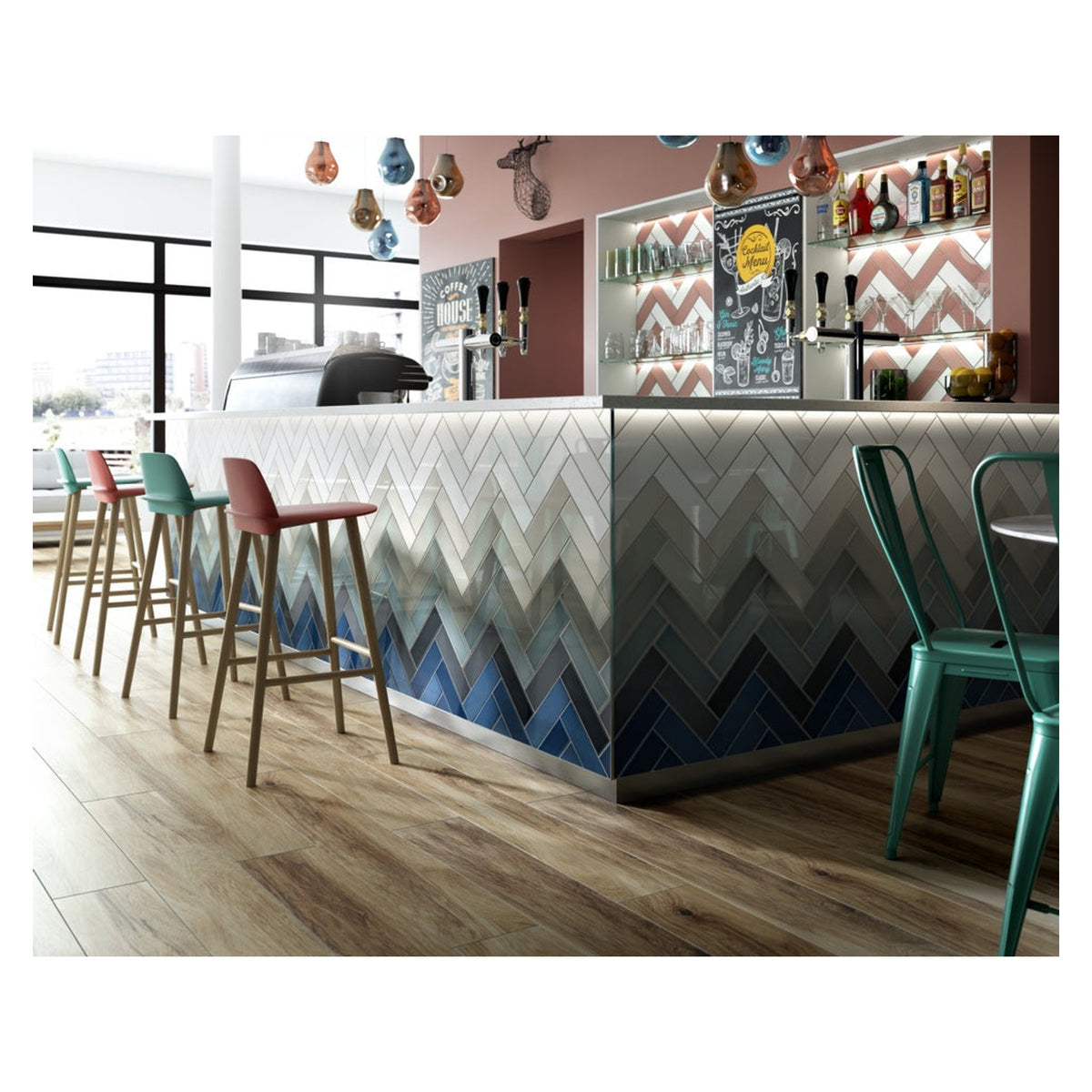Johnson Tiles South Bank Dusk gloss wall tile, 245 x 75mm, view 3