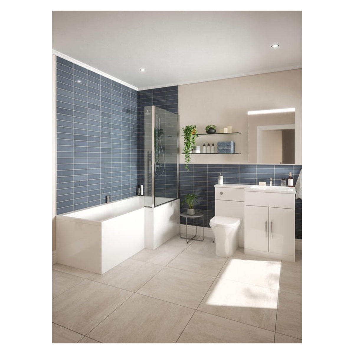 Johnson Tiles South Bank Dusk gloss wall tile, 245 x 75mm, view 5