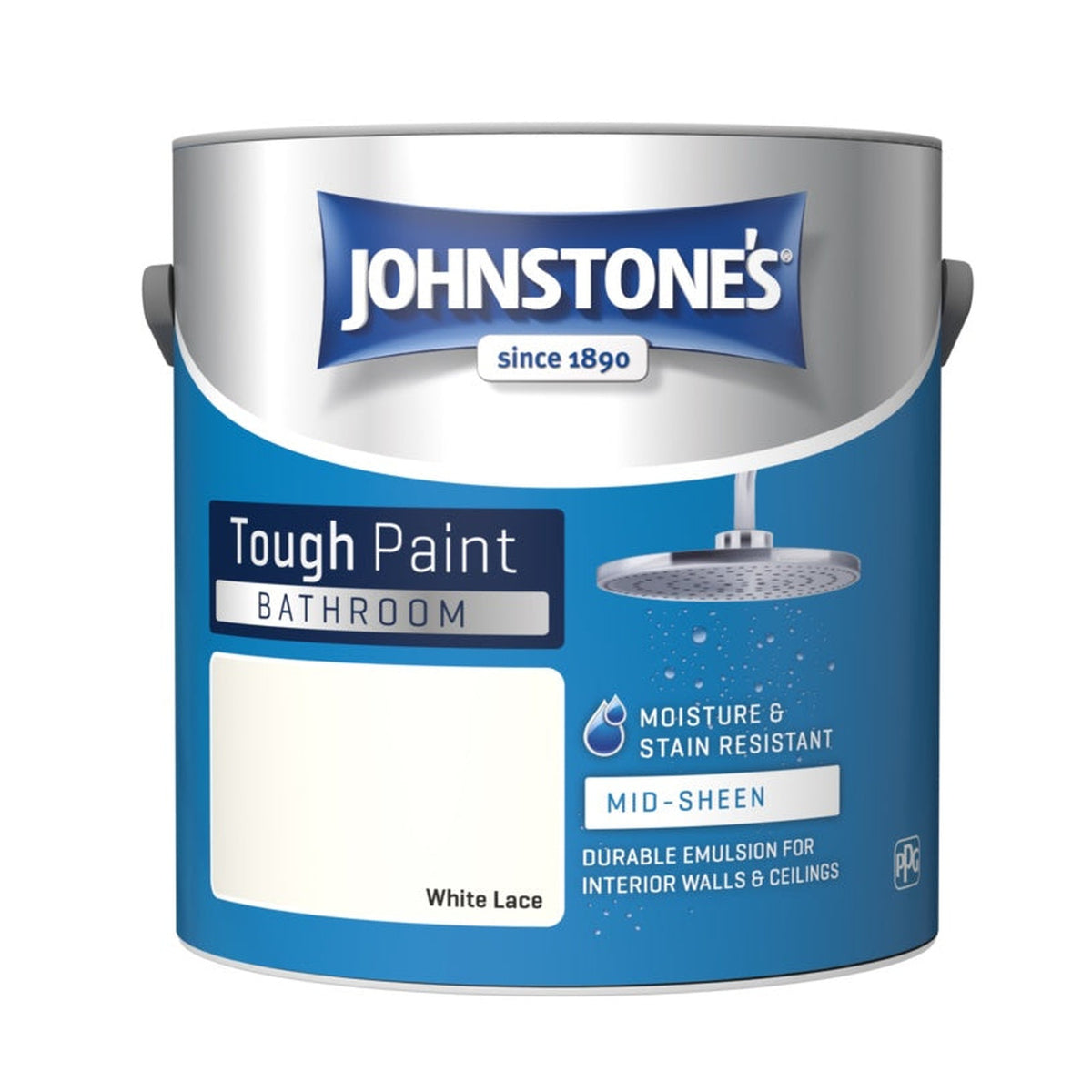 Johnstone's Bathroom Midsheen 2.5L tin in White Lace