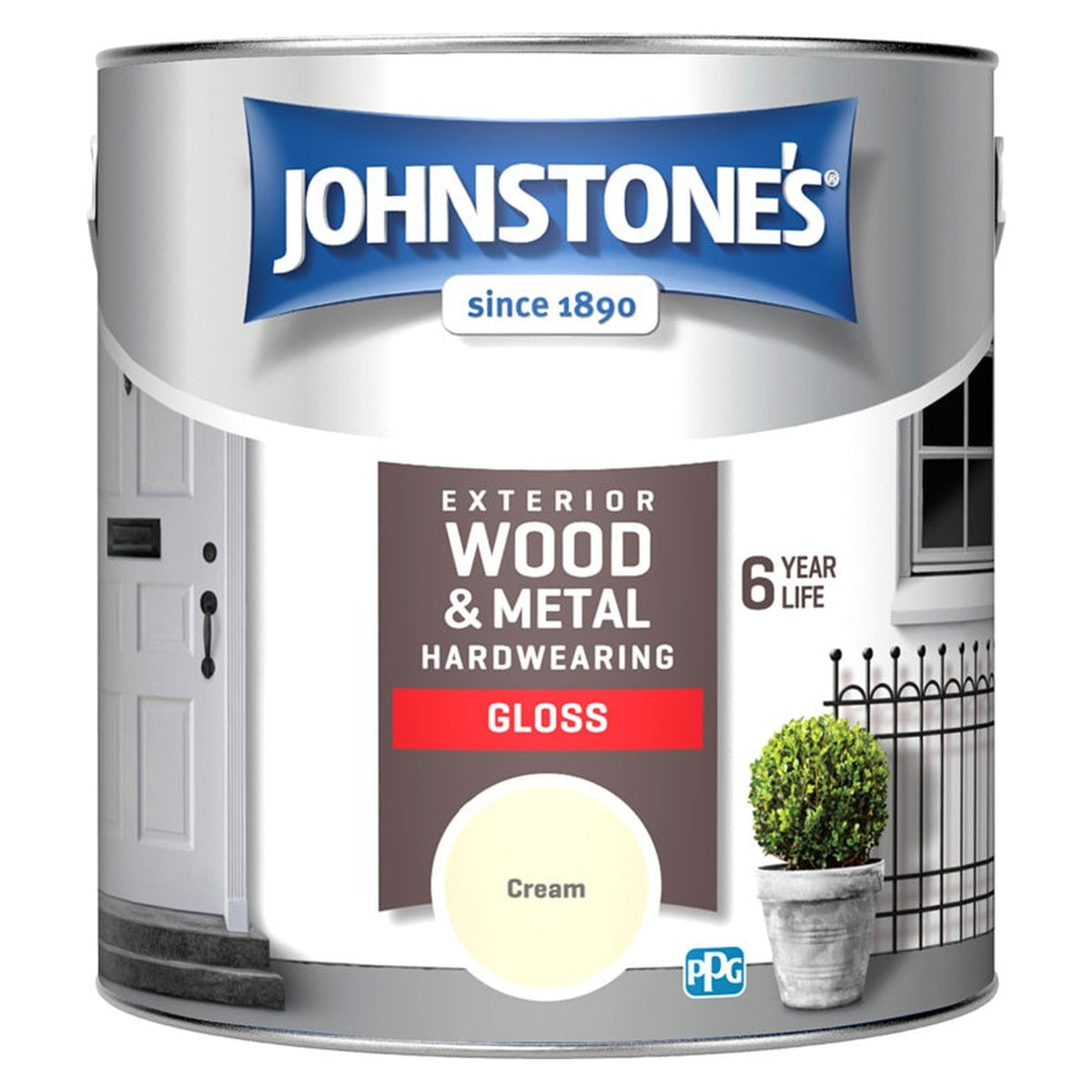 Johnstone's Exterior Hardwearing Gloss 2.5L tin in Cream