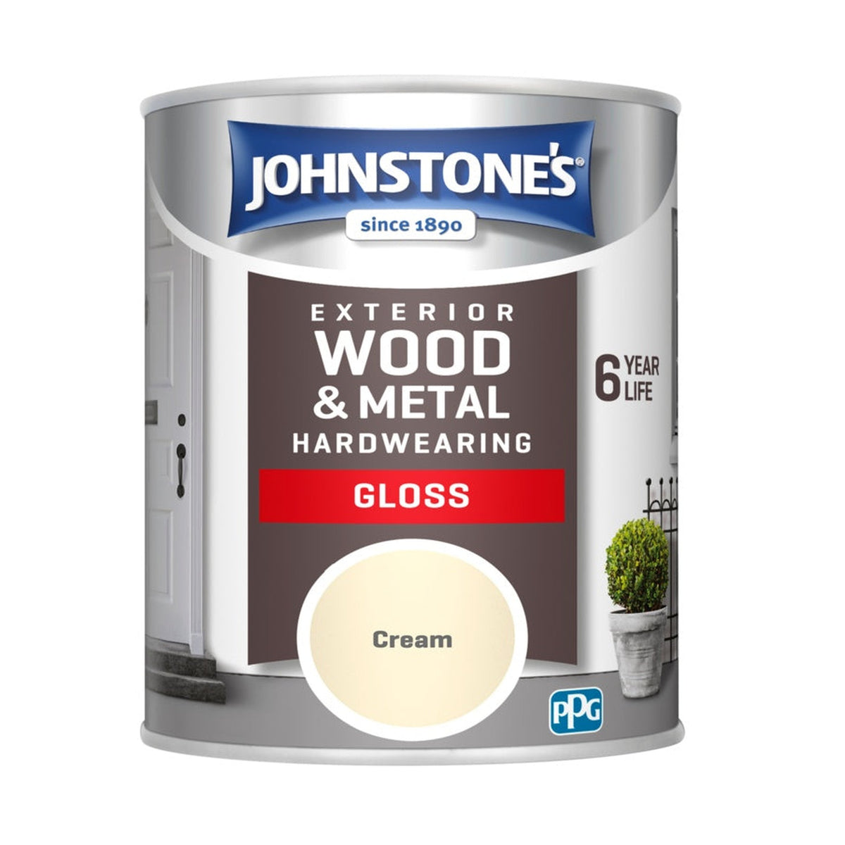 Johnstone's Exterior Hardwearing Gloss 750ml tin in Cream