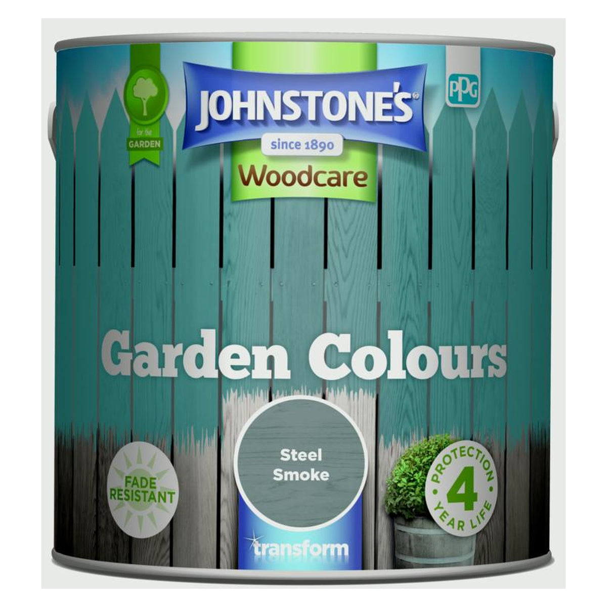 Johnstone's Garden Colours 2.5L tin in Steel Smoke