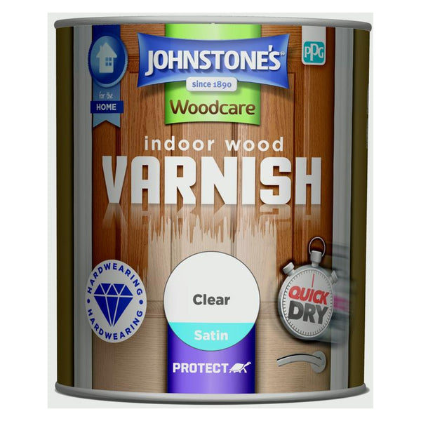 Johnstone's Indoor Wood Varnish Clear Satin 750ml tin