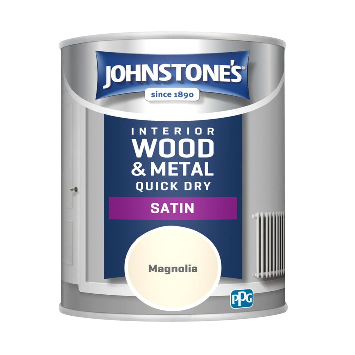 Johnstone's Quick Dry Non Drip Satin 750ml tin in Magnolia