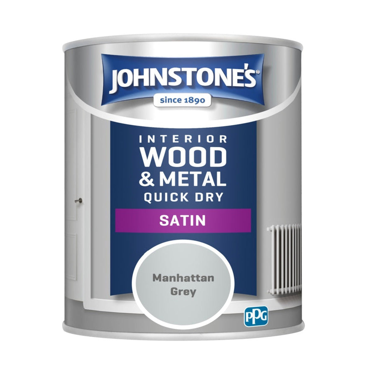 Johnstone's Quick Dry Non Drip Satin 750ml tin in Manhattan Grey