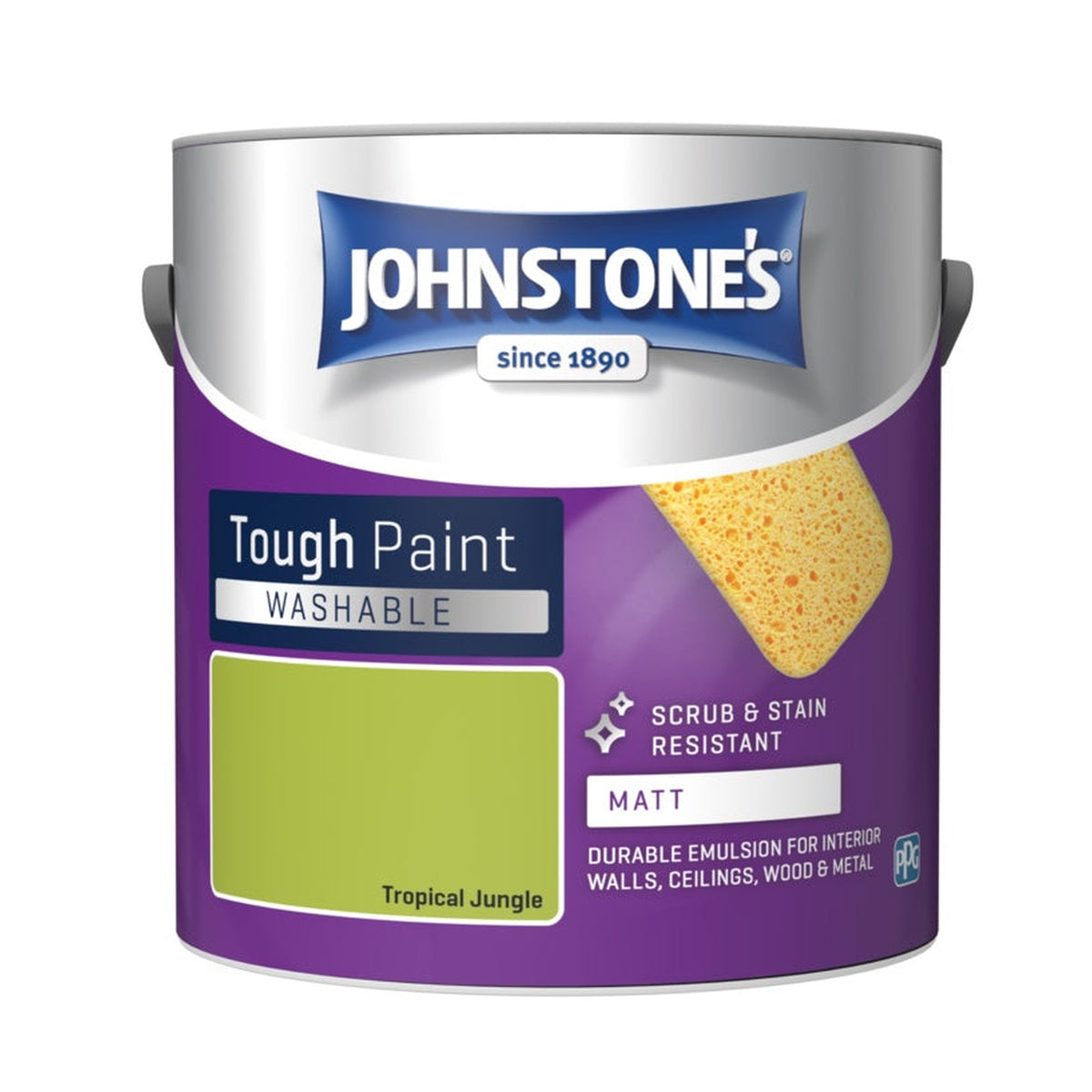 Johnstone's Washable Matt 2.5L tin in Tropical Jungle