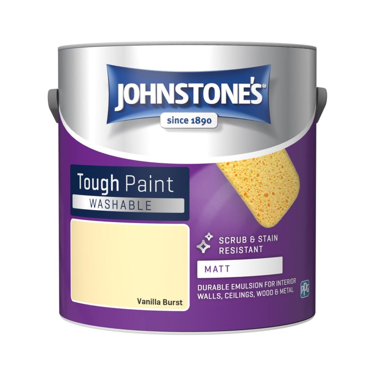 Johnstone's Washable Matt 2.5L tin in Vanilla Burst