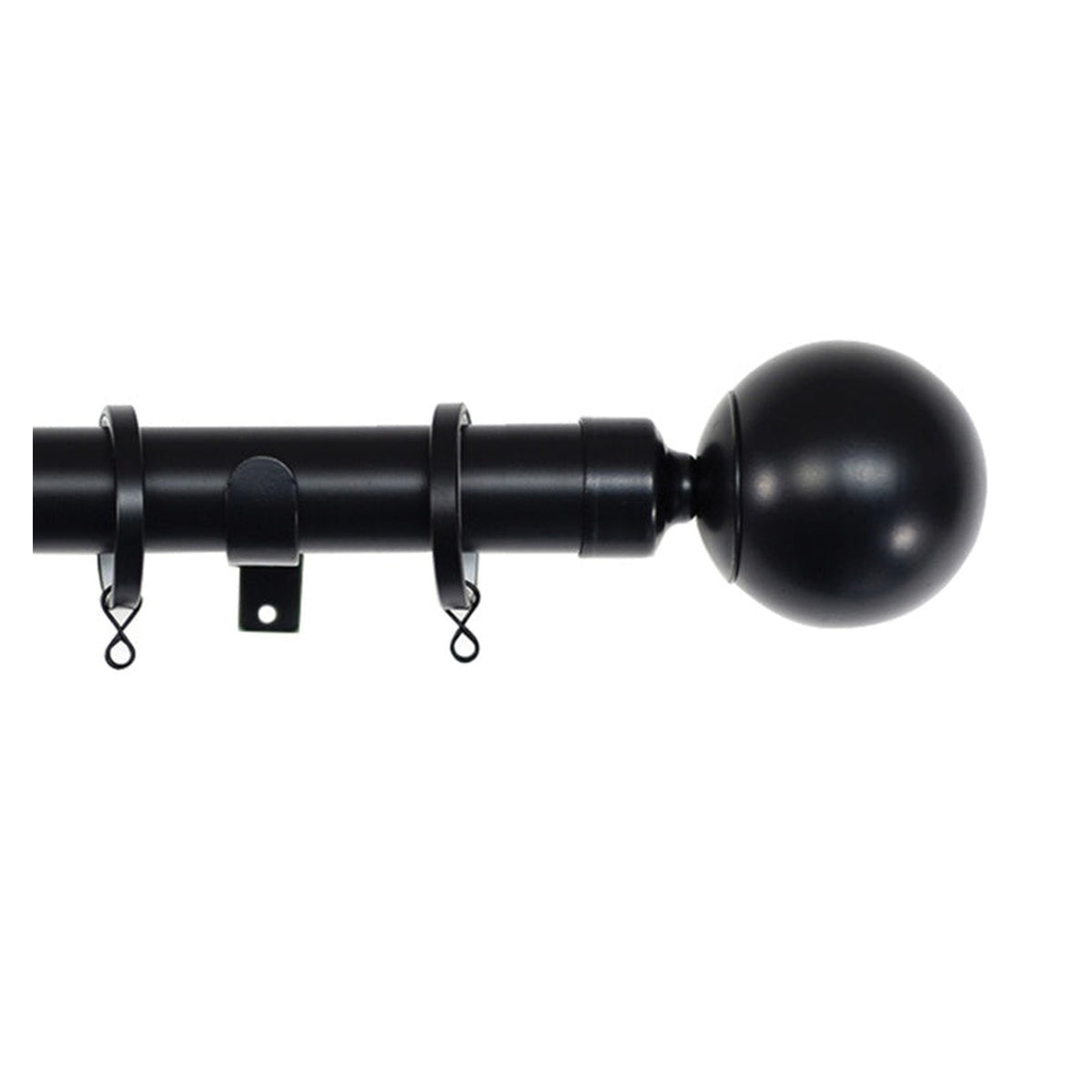 Jones Interiors Cosmos 28mm matt black metal curtain pole kit 180cm, view 2