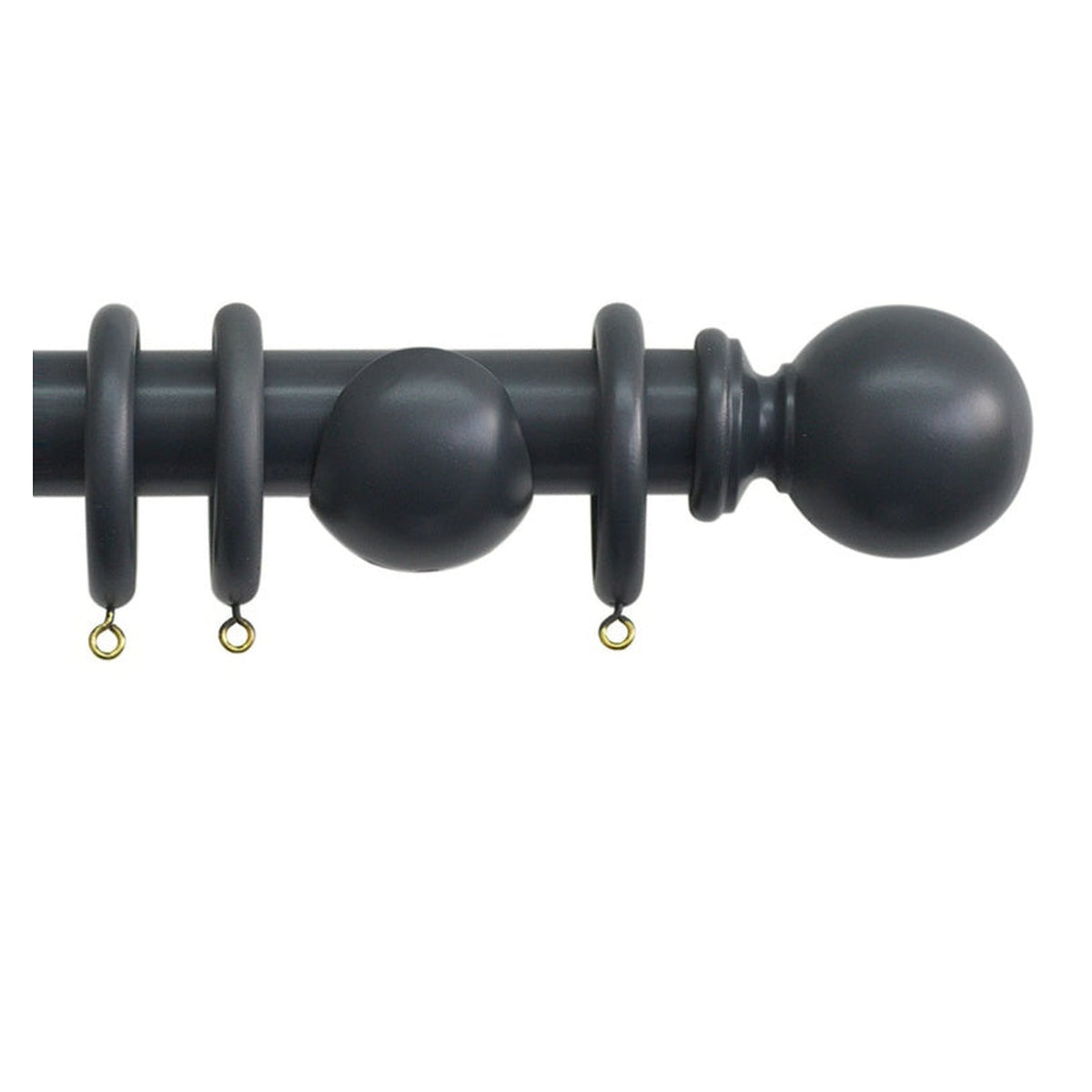 Jones Interiors Shore charcoal 35mm wood curtain pole kit, view 2