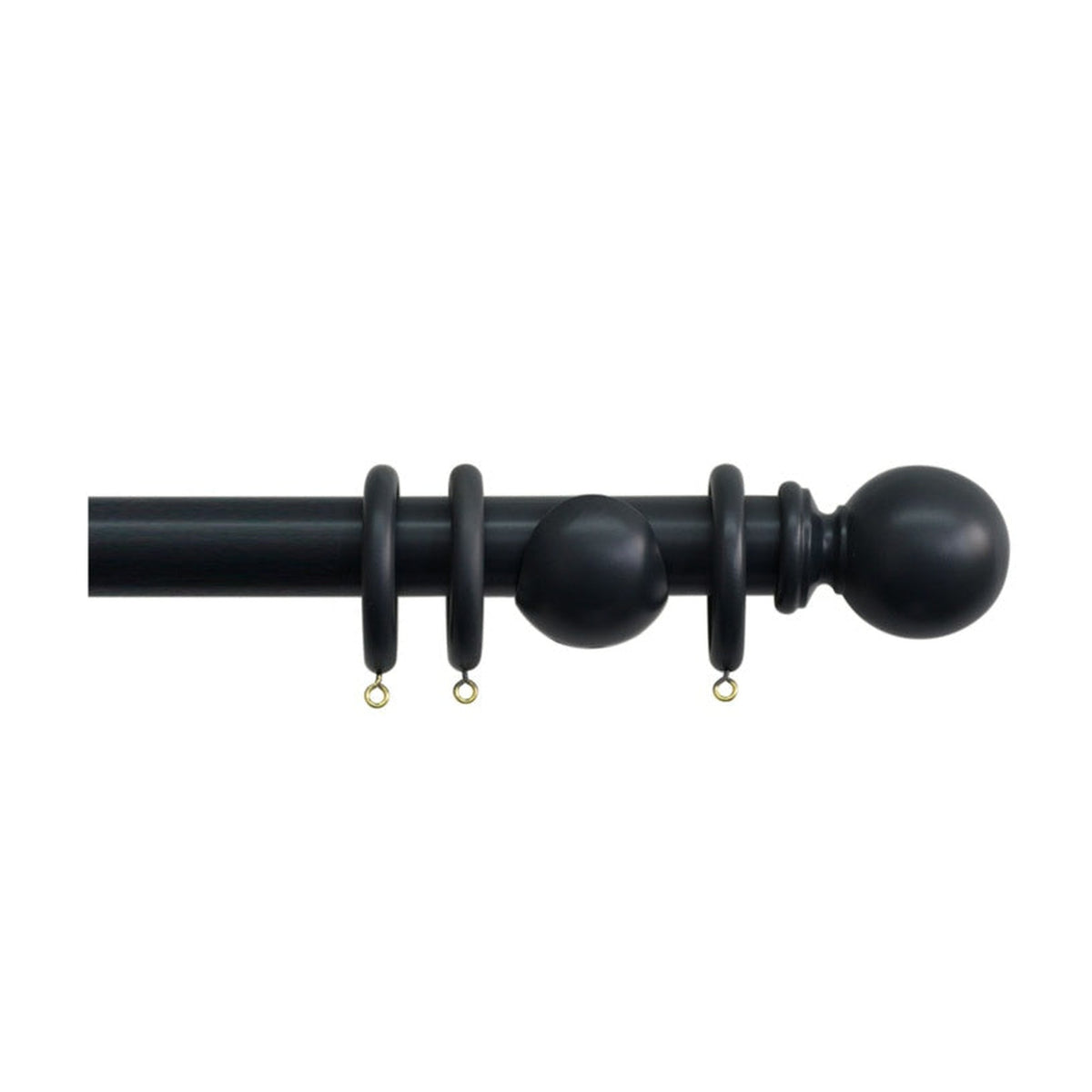 Jones Interiors Shore 35mm black wood curtain pole kit, 180cm, view 2