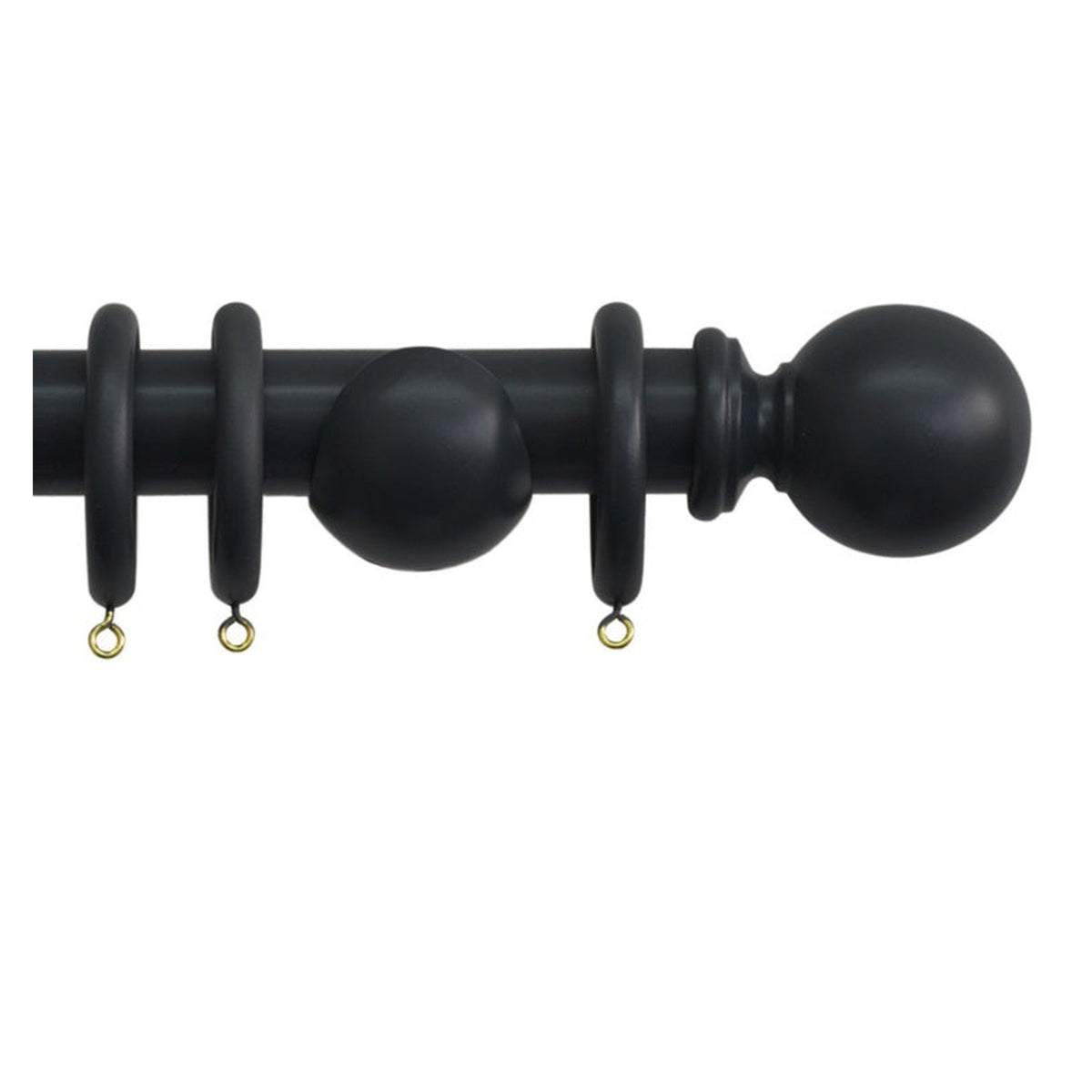 Jones Interiors Shore 35mm black wood curtain pole kit 240cm
