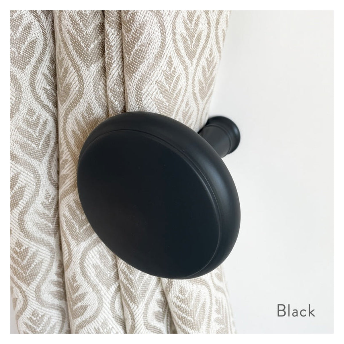 Jones Interiors Shore black wood curtain holdbacks, pair
