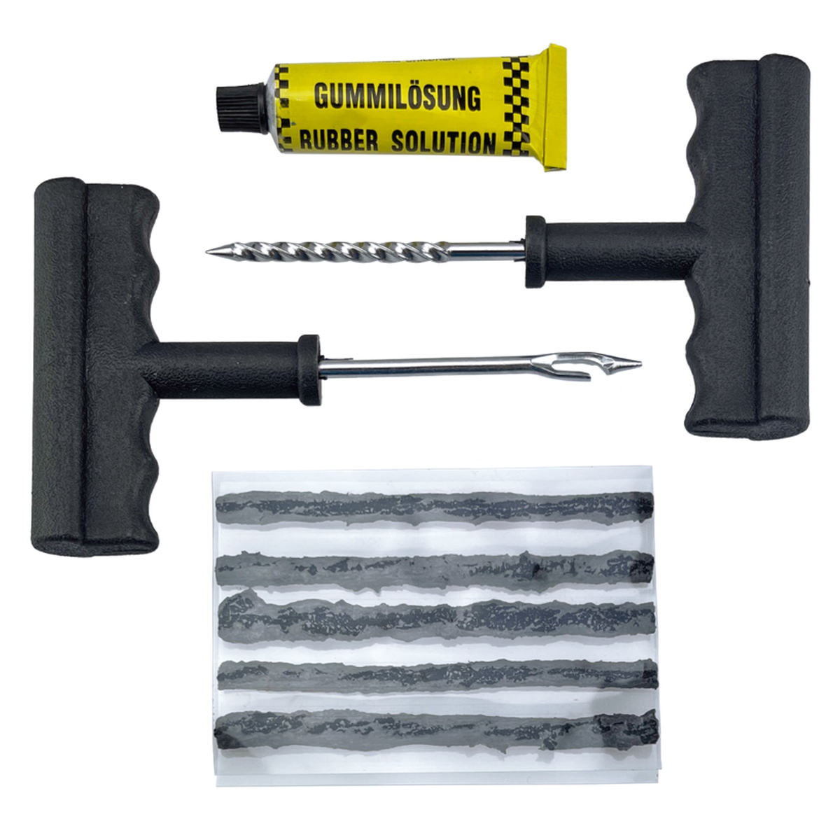 JRP 8 piece tyre repair kit with T-handle and plugs, view 2
