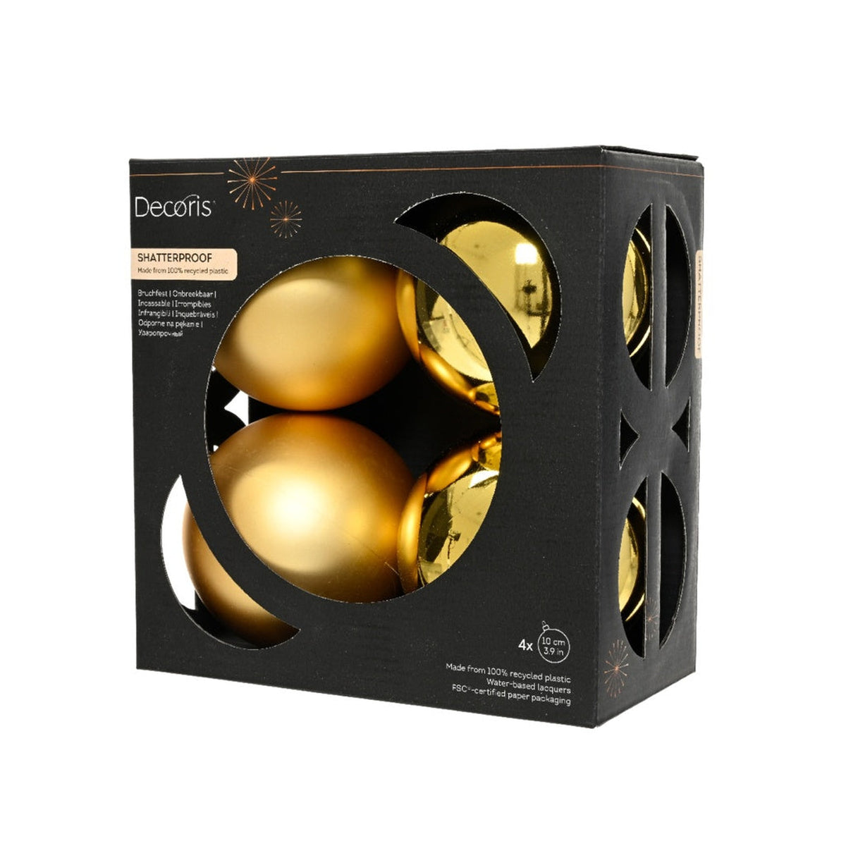 Kaemingk gold baubles 10cm pack of 4