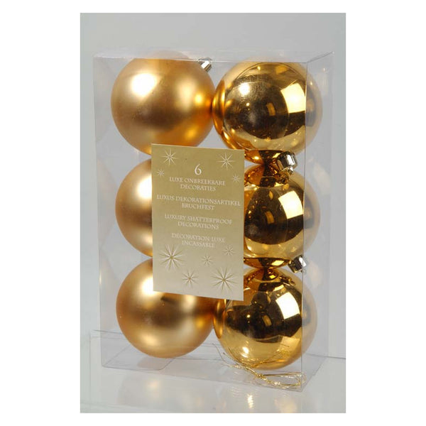 Kaemingk light gold shatterproof plain baubles, 80mm