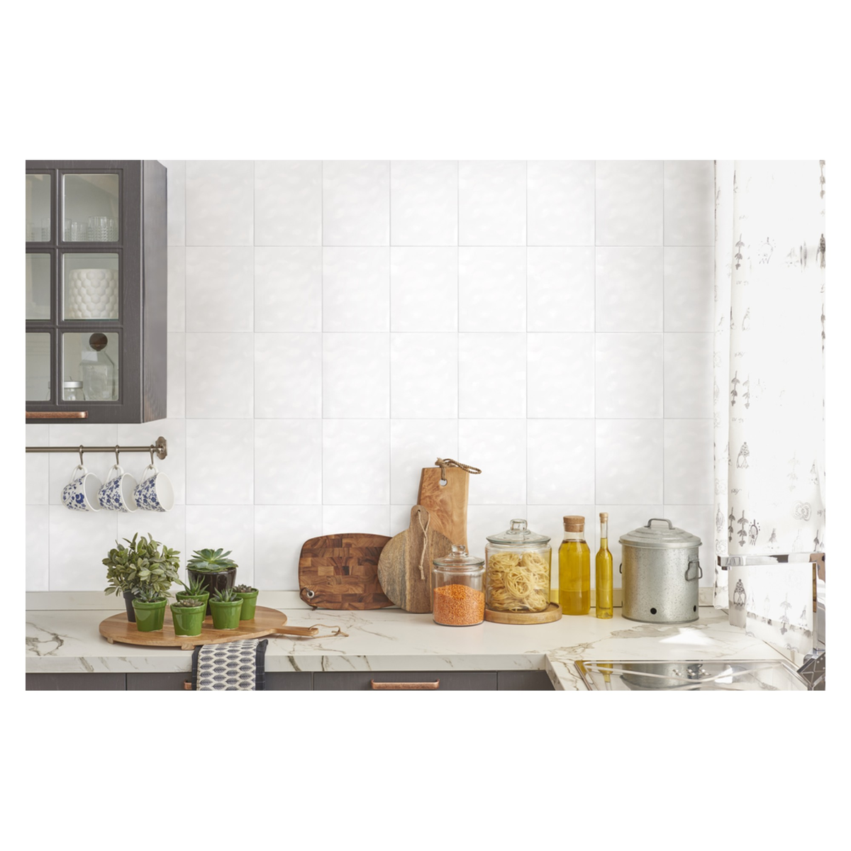 Kai gloss bumpy white wall tile 20 x 25cm
