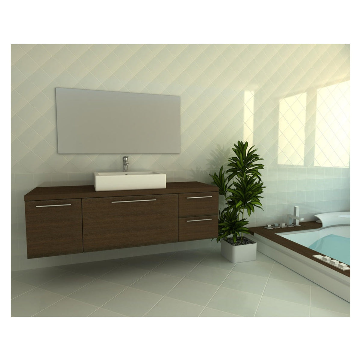 Kai gloss flat white wall tile 15 x 15cm, view 2