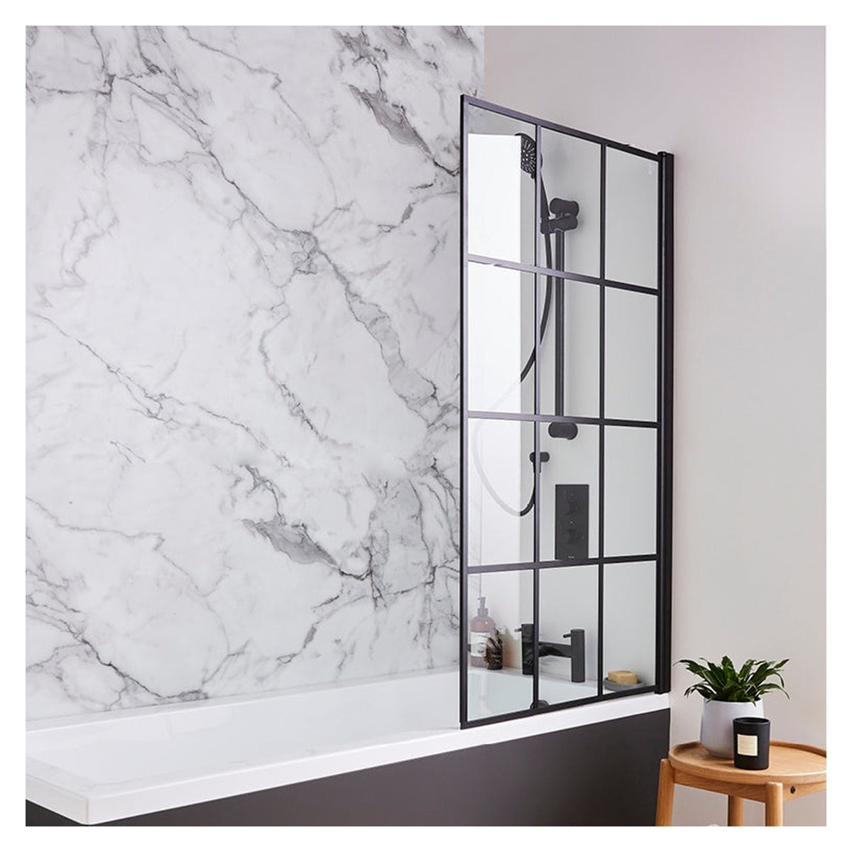 Kartell Krittal 780mm 6mm glass bath screen, view 2