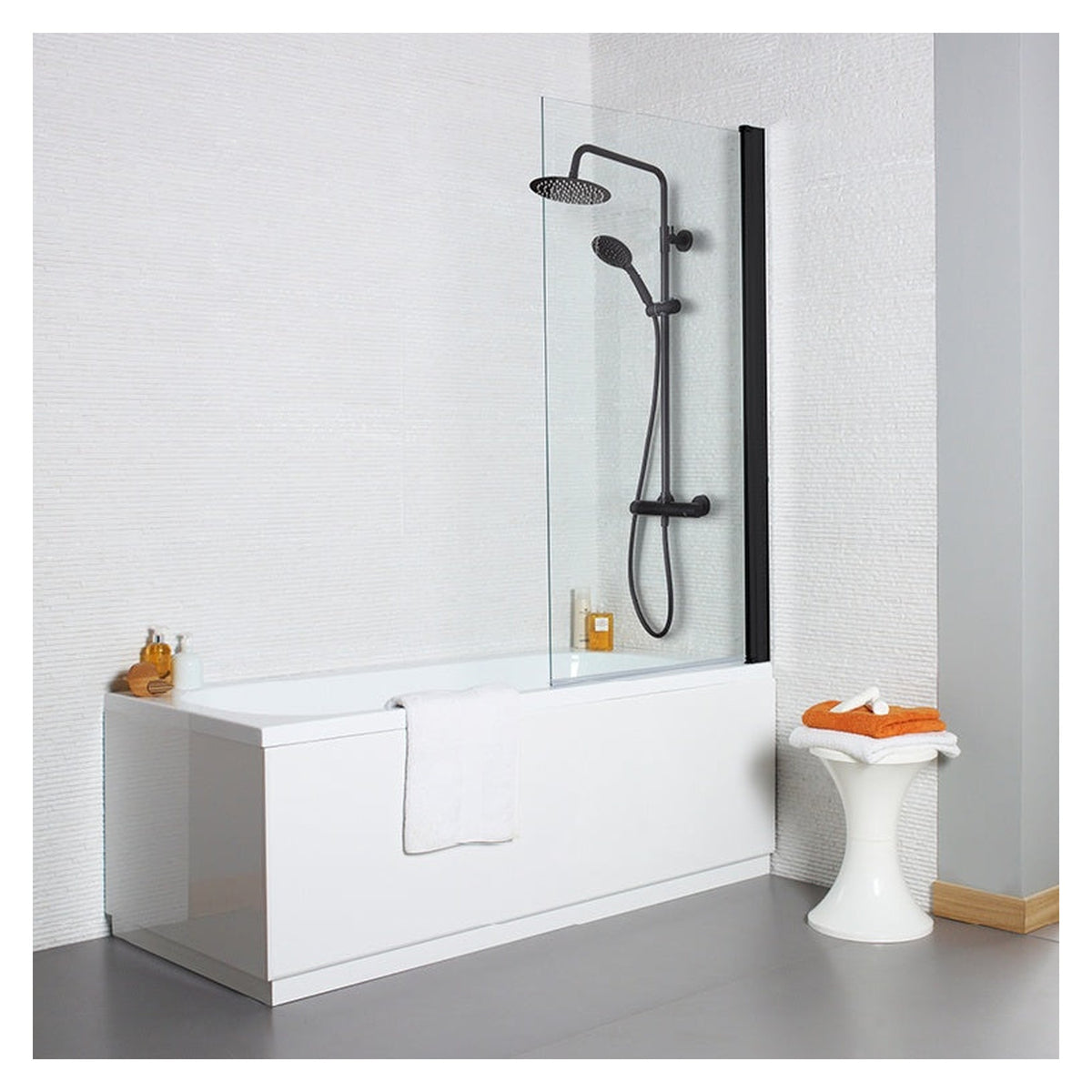 Kartell Nero square 780mm bath screen, view 2