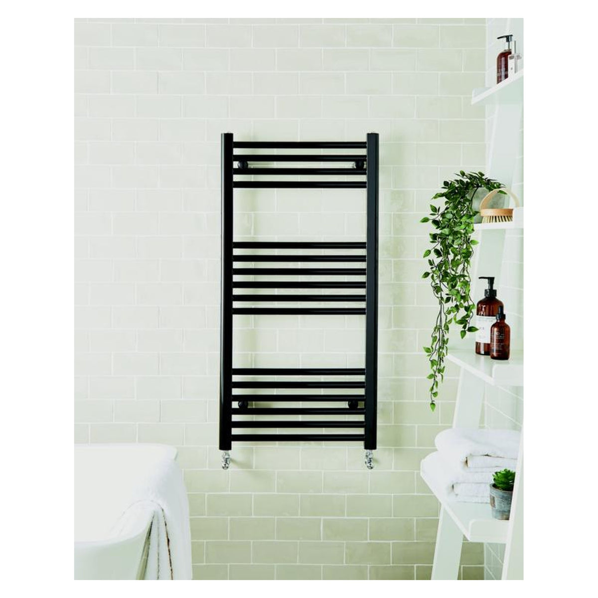 Kartell straight matt black towel rail