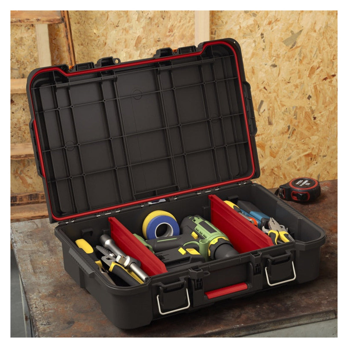 Keter Stack N Roll power tool case with metal latches, view 2