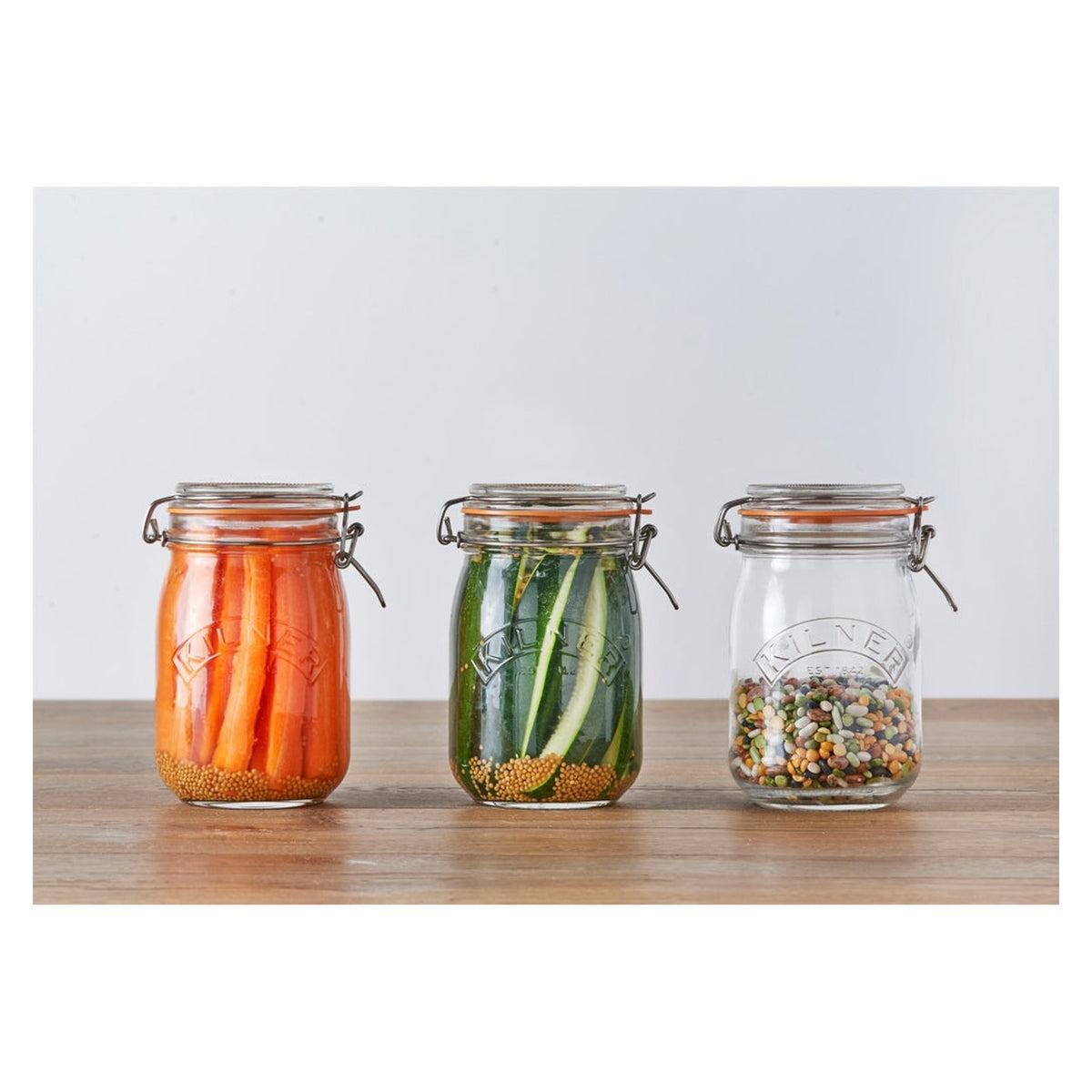 Kilner 1L round clip top glass jar, view 2